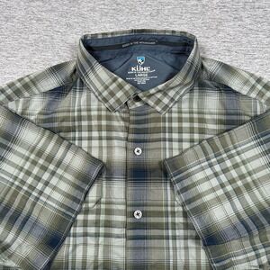 Kuhl Shirt Mens Large Green Gray Plaid Response Short Sleeve Button Down Outdoor